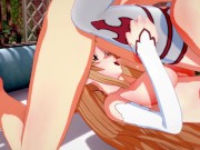 Asuna swallows Kirito's load before riding his face - Sword Art Online Hentai 10/16
