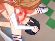 Asuna swallows Kirito's load before riding his face - Sword Art Online Hentai 11/16