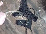 Pissing on wife her strings and panty