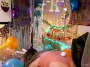 HD LOONER Fuck Bunny plays with her big balloons! +100 Balloons B2P Suck Fucked&Pussy stuffed to cum 8/16