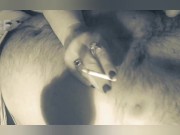 He smokes a cigarette and licks his lover's nipples 14/16