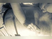 He smokes a cigarette and licks his lover's nipples 5/16