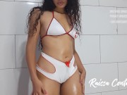 Hot nurse showing off to the patient until he is crazy with lust and making his dick very hard 1/16