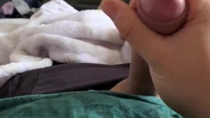 Morning Stroking my uncut cock until I nut