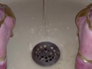 Pissing on my gold heels