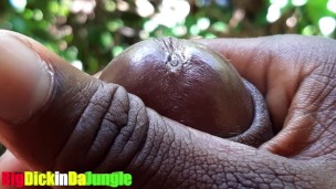 Huge Cum Explosion in the jungle after a Horny Guy attempted an Extreme Close Up Precum Play