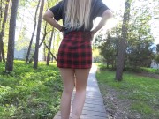 Naughty girl in miniskirt no panties flashing in the park (public upskirt) 12/16