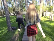 Naughty girl in miniskirt no panties flashing in the park (public upskirt) 5/16