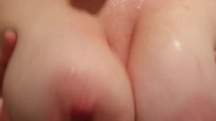 Playing with my boobs in the shower
