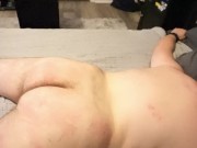 Femdom Mistress whips slaves ass and balls 12/16