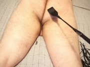 Femdom Mistress whips slaves ass and balls 9/16