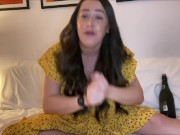 Leanne Crow is playing wine bottle on her enormous boobs 10/16