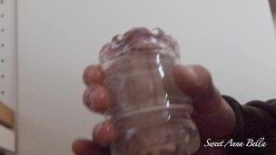 Close up quickshot Fleshlight on fat cock