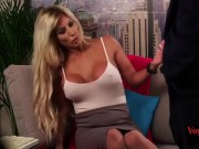 Busty voyeuristic blonde masturbates for JOI subject 1/16