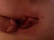 Fucking on top of cuckold hubby, gets rewarded creampie 1/16