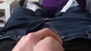 Big cock straight guy masturbates on the sofa until cumshot PART 1 