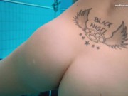 Small tits brunette teen Liza Bubarek swimming in the pool 11/16