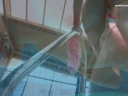 Small tits brunette teen Liza Bubarek swimming in the pool 14/16