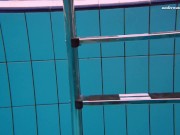 Small tits brunette teen Liza Bubarek swimming in the pool 3/16