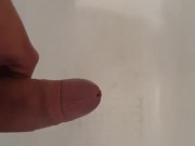 Hot man peeing in the tub with a boner double stream