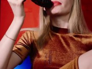bad dragon dildo destroys blonde's mouth Blowjob from Kira Loster