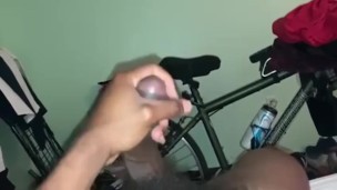 Stroking my curved dick 