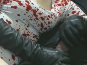 smoking wife white red dress in leather gloves makes me happy 11/16