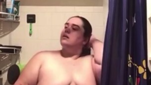 BBW Masturbates Fat Pussy In Best Friends Shower (BODY SHAKING ORGASM)