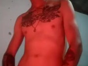 Sexy boy dances erotic to get tickled and touches himself