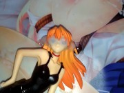 新世紀エヴァンゲリオン式波アスカラングレー黒ワンピースフィギュアに大量ぶっかけオナニー【全裸キモオタクの喘ぎ声あり】