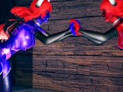 Red VS Blue Succubus lesbian Foursome 16/16