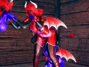 Red VS Blue Succubus lesbian Foursome 4/16