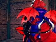 Red VS Blue Succubus lesbian Foursome 5/16