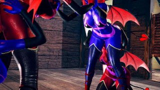 Red VS Blue Succubus quarteto lésbico