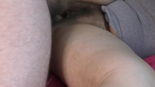 Cheating wife with very hairy pussy have bareback sex with stranger