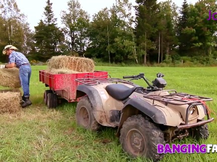 Threesome at the Farm with Two Step-Sisters!
