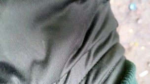 Quick cum on shiny tracksuit - showing cum mess on tracksuit