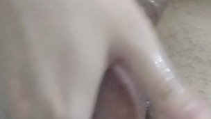 Amateur guy spits on dick and cums hard