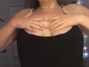 Sexy Milf Stripping Rubbing Oil on Big Tits Amateur