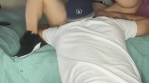 Horny milf Lisa Fire bends over for big cock (Nike sneaker fetish)