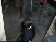 Daphnee starts her new swinger life in the basement of a building 3/16