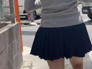 制服でパンチラ散歩。 short walk in school uniform at Japan.