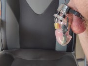 Crazy eletcro orgasm in a cock cage 15/16