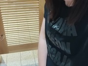 Masturbating on a friend in a public toilet, peeking at her through the door 14/16