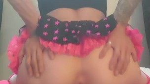 Sexy young slut rides big dick and makes daddy watch