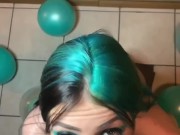 Horny Blue Haired E Girl Gives Me Head on Her Birthday