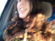 PinkMoonLust Public Flashes Tiniest Tits Small A Cup Breast Cute Pink Nipple Passenger Seat Car Ride 13/16