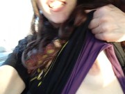 PinkMoonLust Public Flashes Tiniest Tits Small A Cup Breast Cute Pink Nipple Passenger Seat Car Ride 6/16