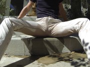 Khakis turn see through with piss and cum