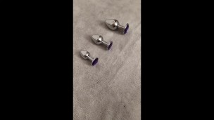 Sissy Toys her ass with Butt plug collection